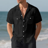 Solid Color Loose Casual Holiday Lapel Shirt Men